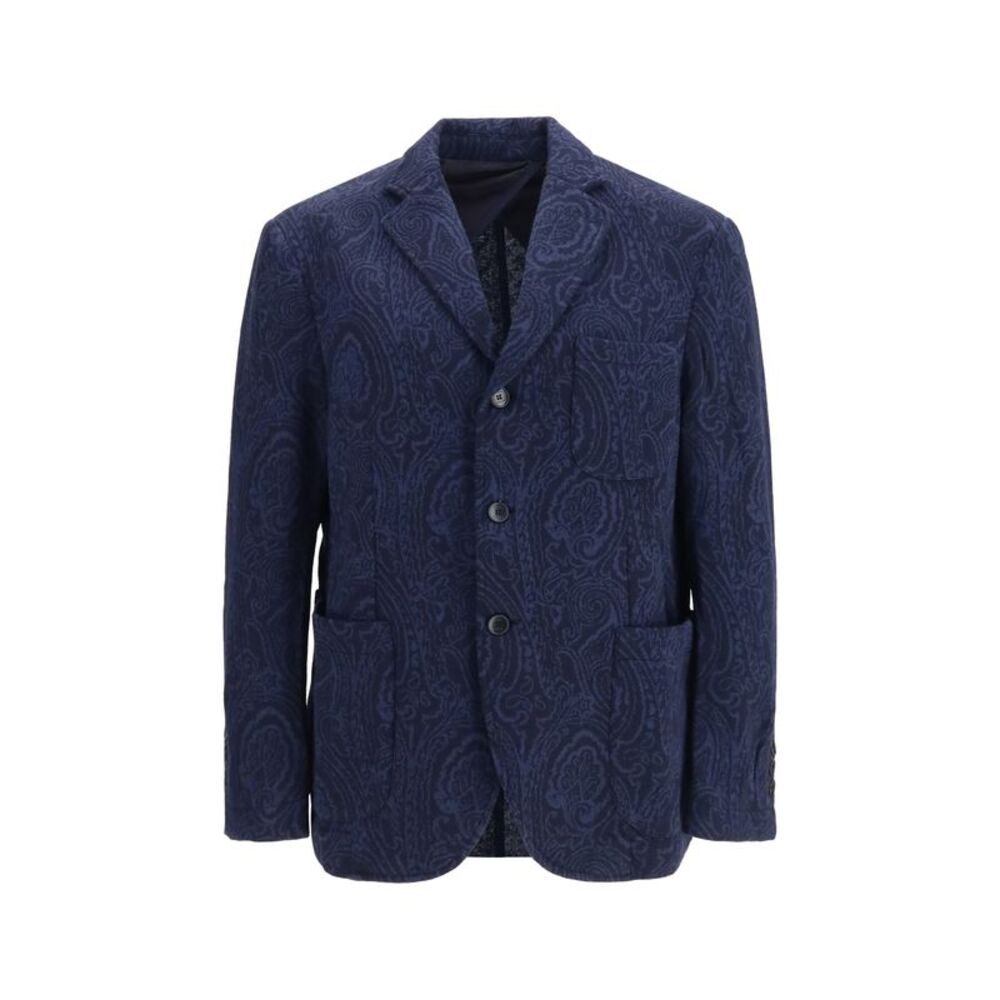 Etro Men Single-Breasted Arnica Jacquard Wool-Blend Jacket